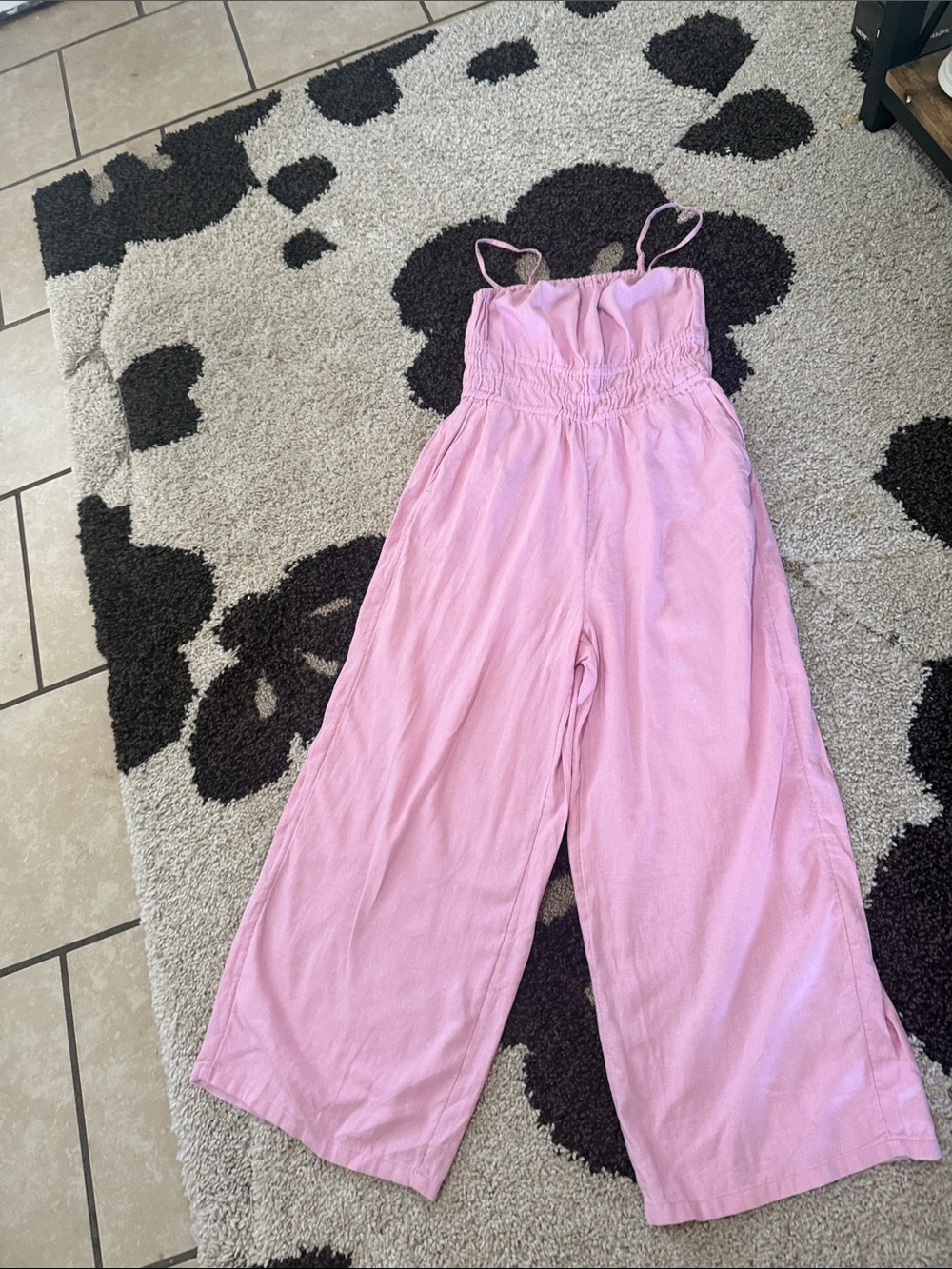 Old Navy Girls' Light Pink Smocked Wide-Leg Jumpsuit